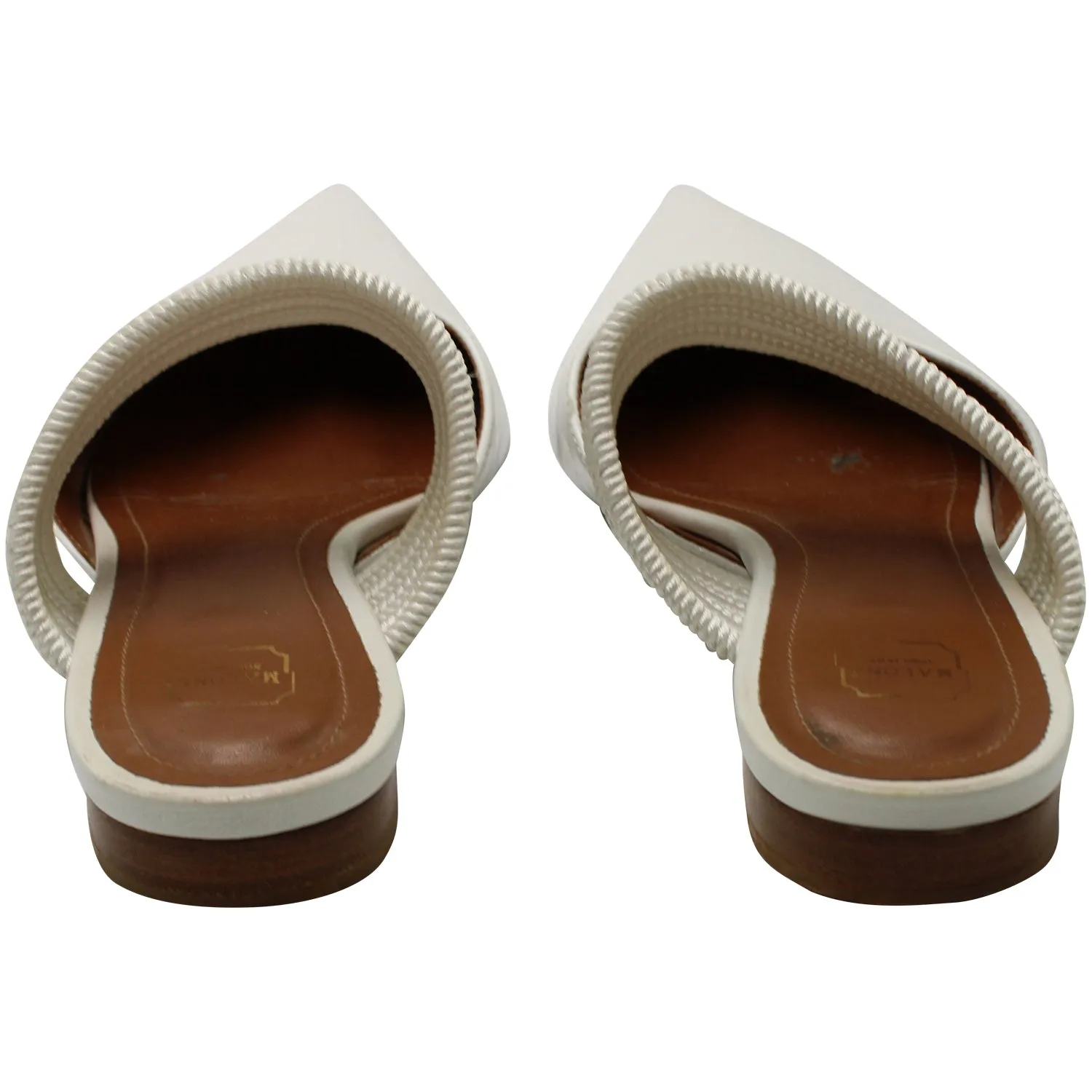 Malone Souliers Maisie Flat Mules in White Leather