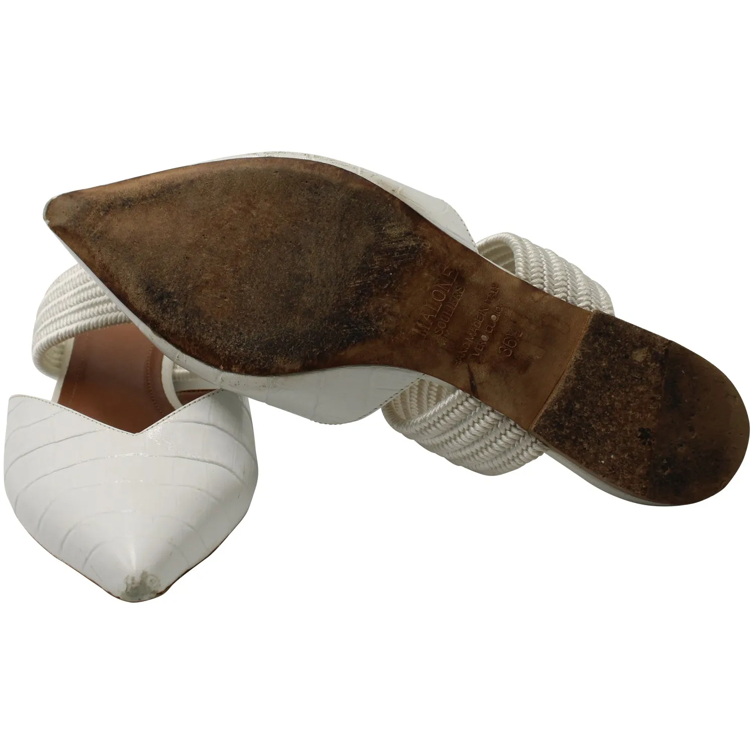 Malone Souliers Maisie Flat Mules in White Leather