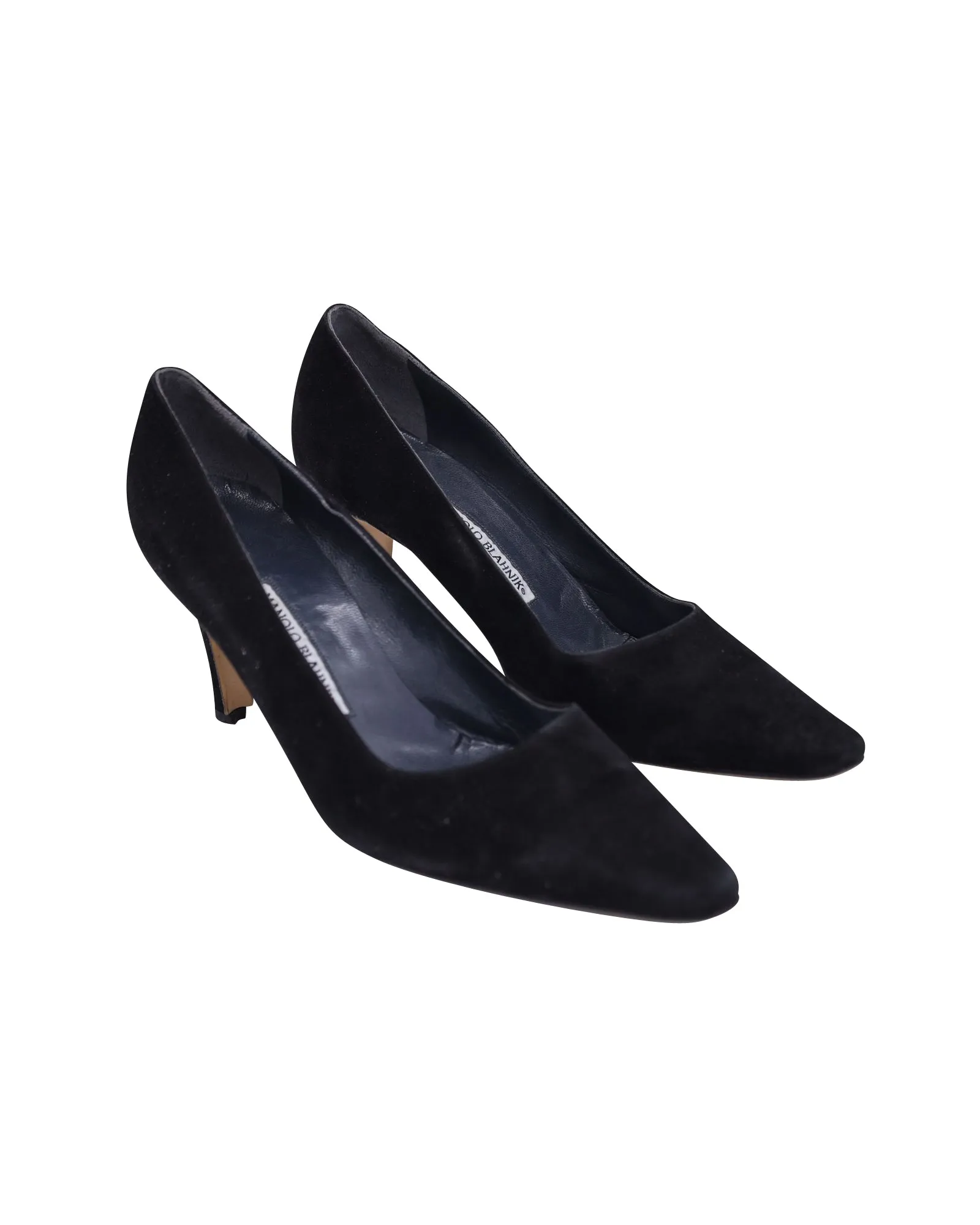Manolo Blahnik Pointed-Toe Pumps in Black Suede