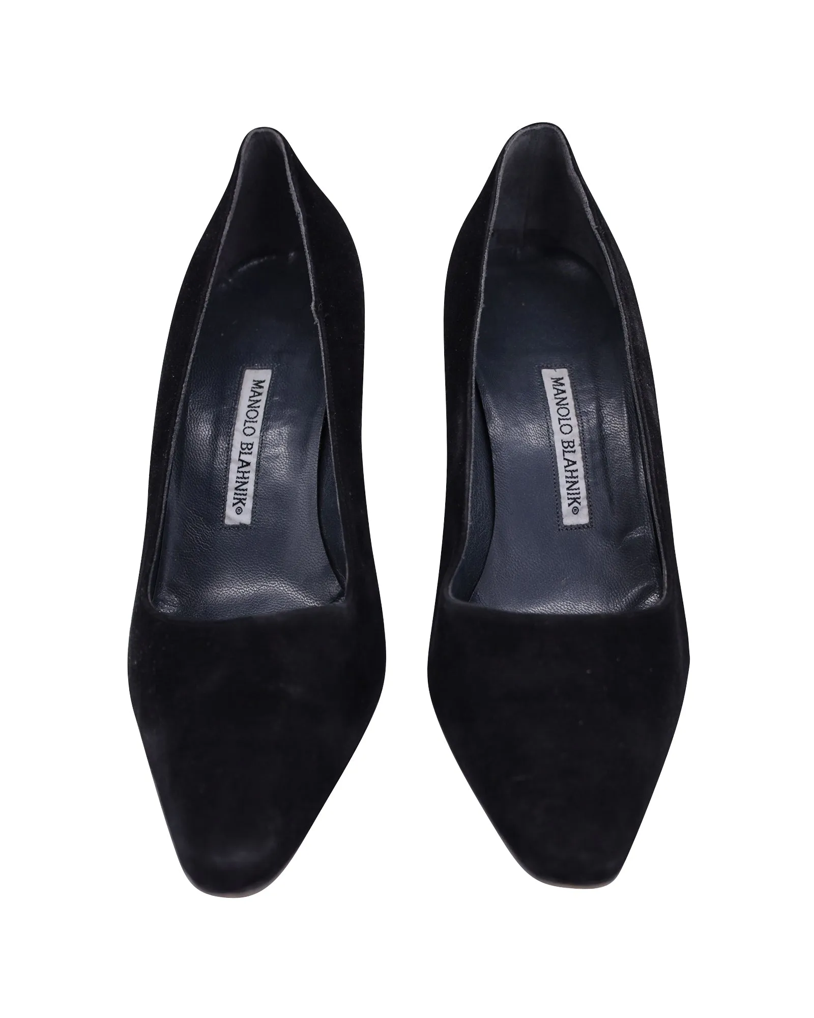 Manolo Blahnik Pointed-Toe Pumps in Black Suede