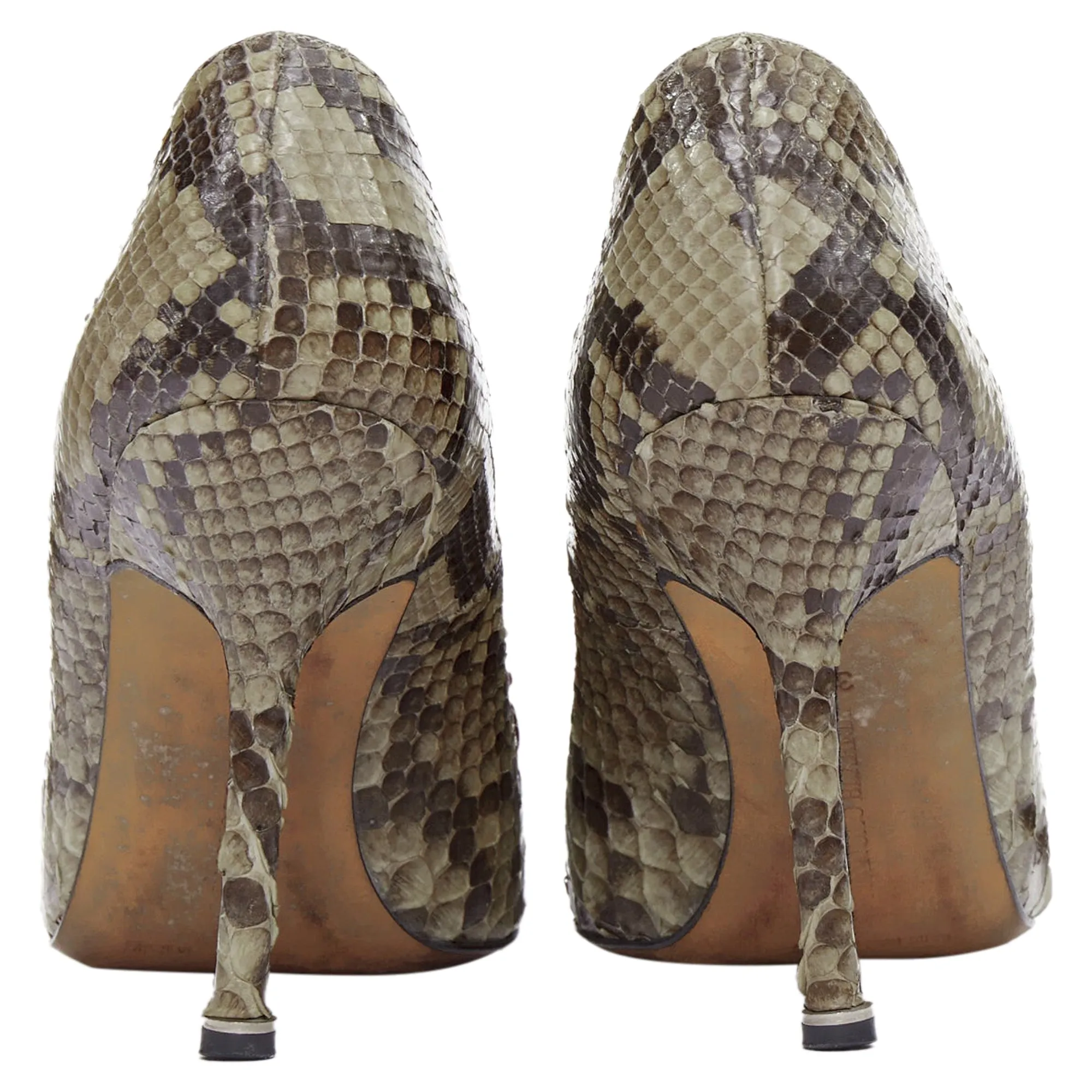 Manolo Blahnik Scaled Leather Rose Applique Pumps