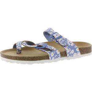 Melody Womens Floral Print Man Made Slide Sandals