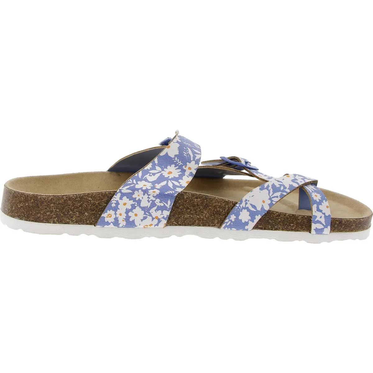 Melody Womens Floral Print Man Made Slide Sandals