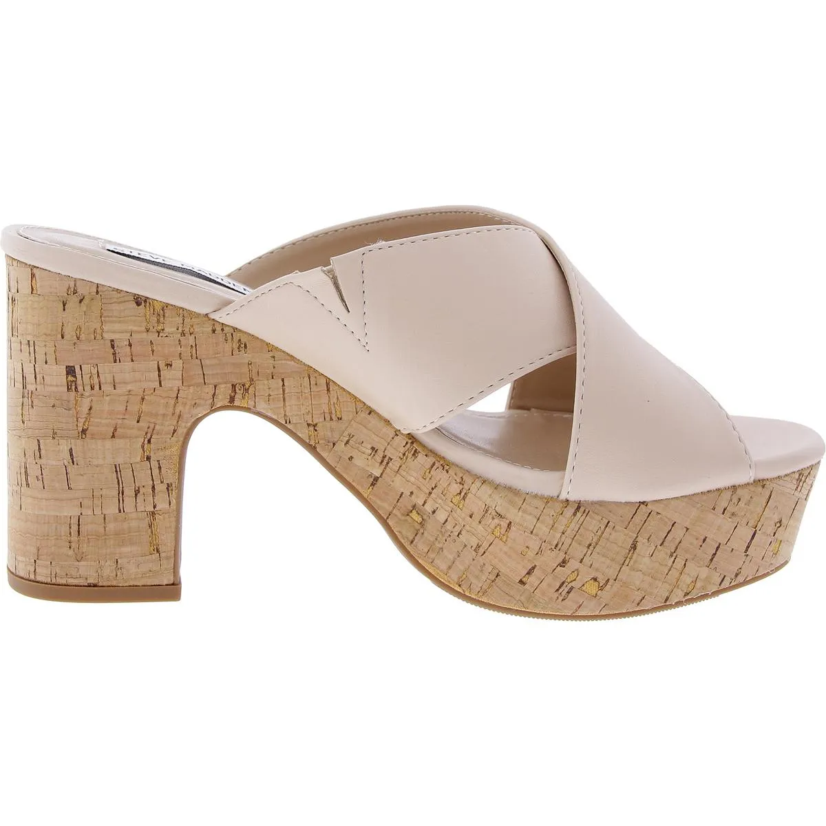 Memorable Womens Criss-Cross Faux Leather Block Heel