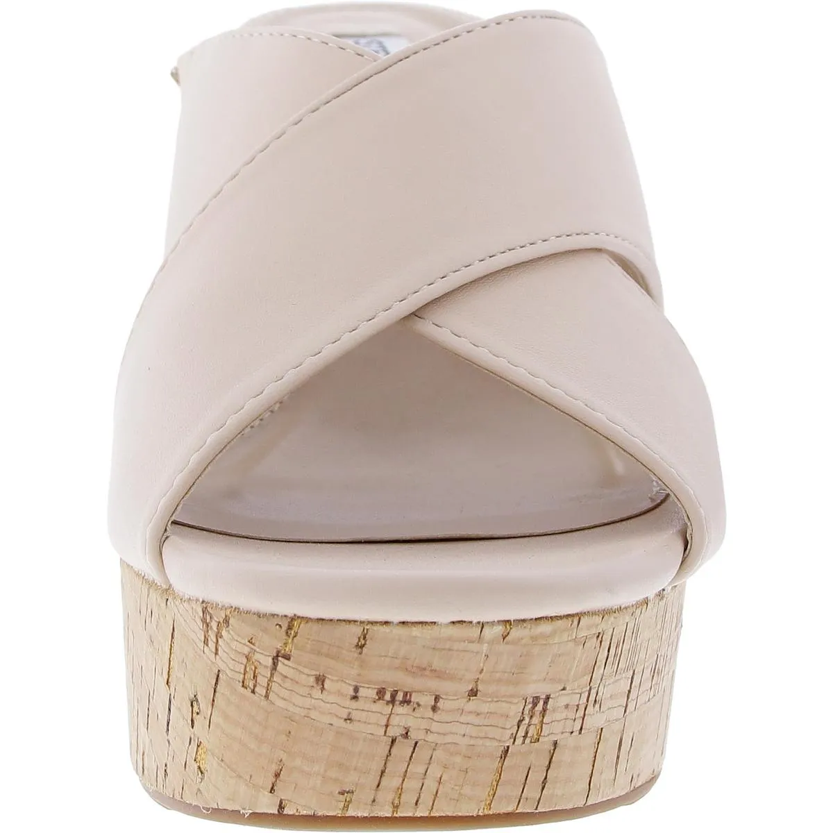 Memorable Womens Criss-Cross Faux Leather Block Heel
