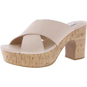 Memorable Womens Criss-Cross Faux Leather Block Heel