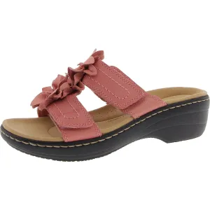 MERLIAH RAELYN Womens Embellished Faux Leather Wedge Sandals