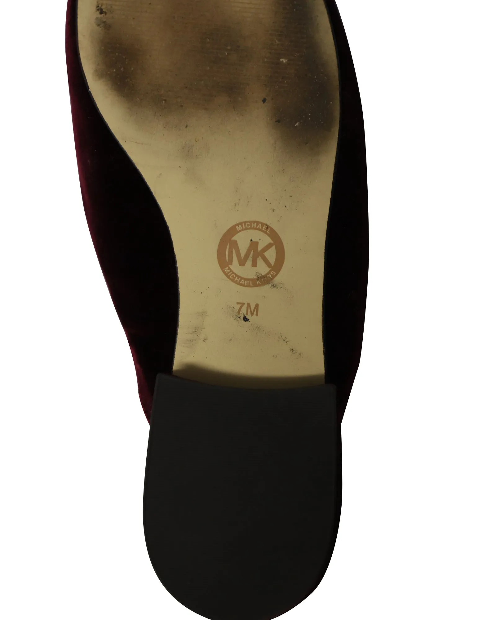 Michael Kors Crystal-Embellished Slip-On Flat Mules in Burgundy Velvet