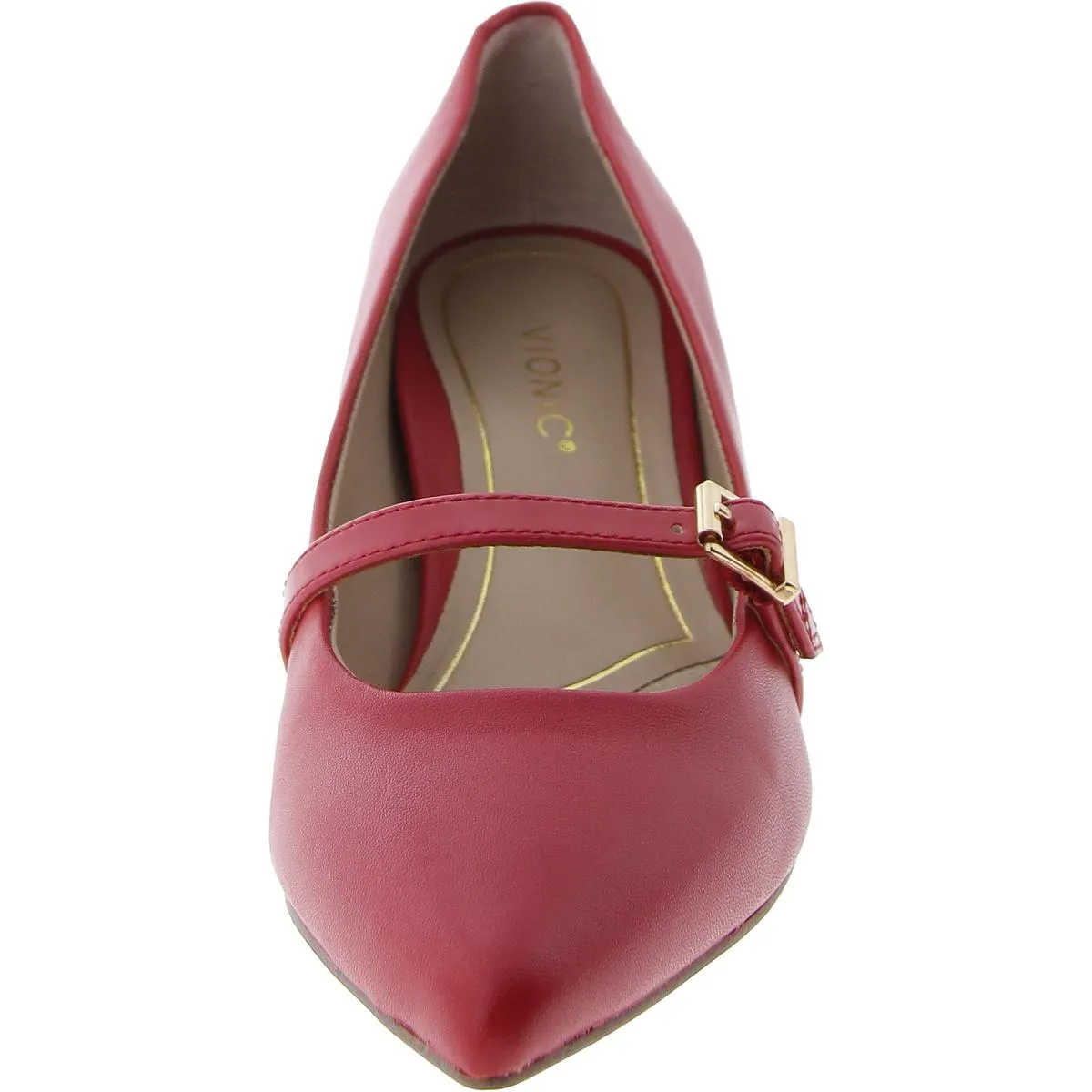 Minnie Womens Buckle Pointed Toe Kitten Heels