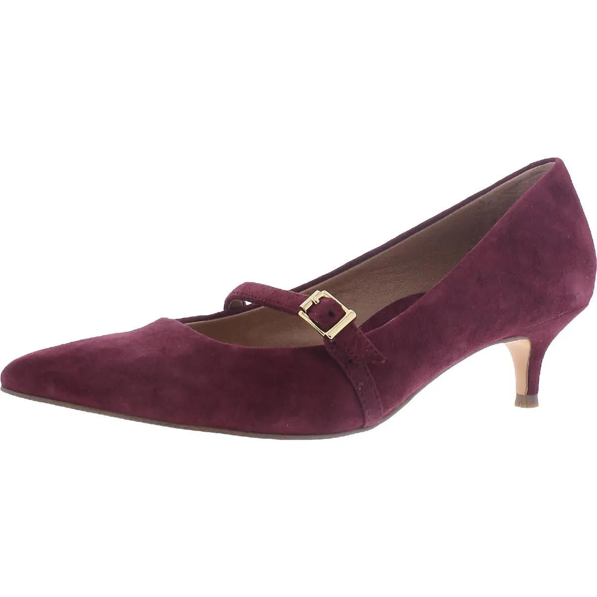 Minnie Womens Buckle Pointed Toe Kitten Heels