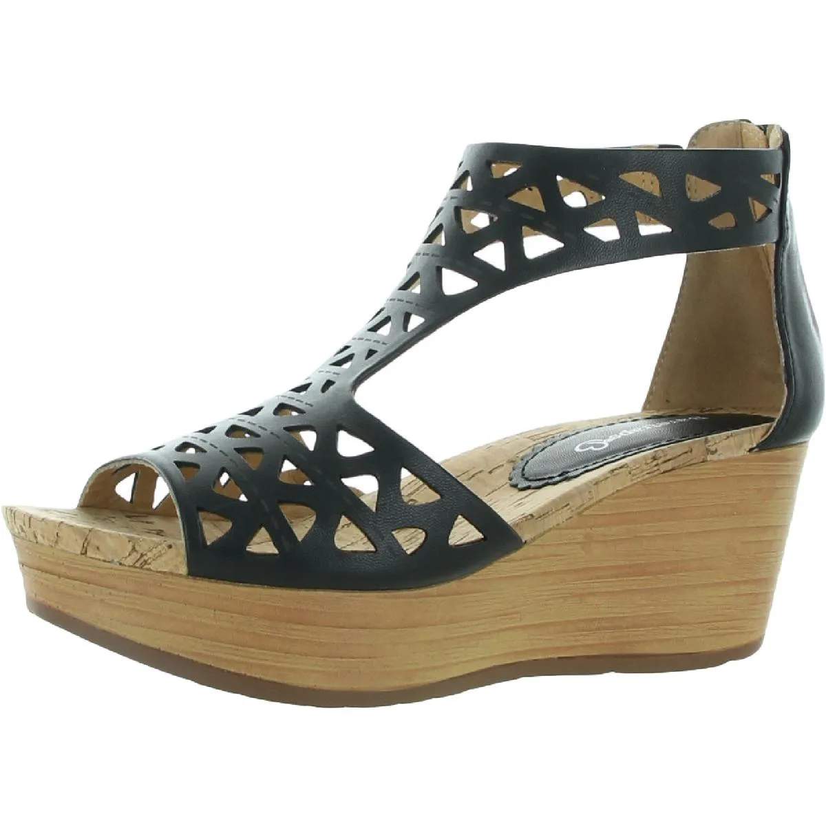 Miriam Womens Open Toe Zip-up Wedge Sandals