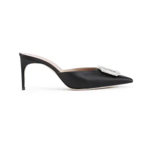 Mona 70 Black Satin Mules