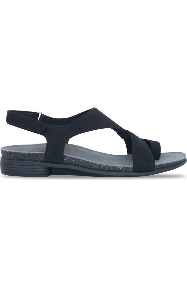 Munro Meghan M491086 Sandal Womens 7.5 Black Leather Asymmetric Slingback KHD736