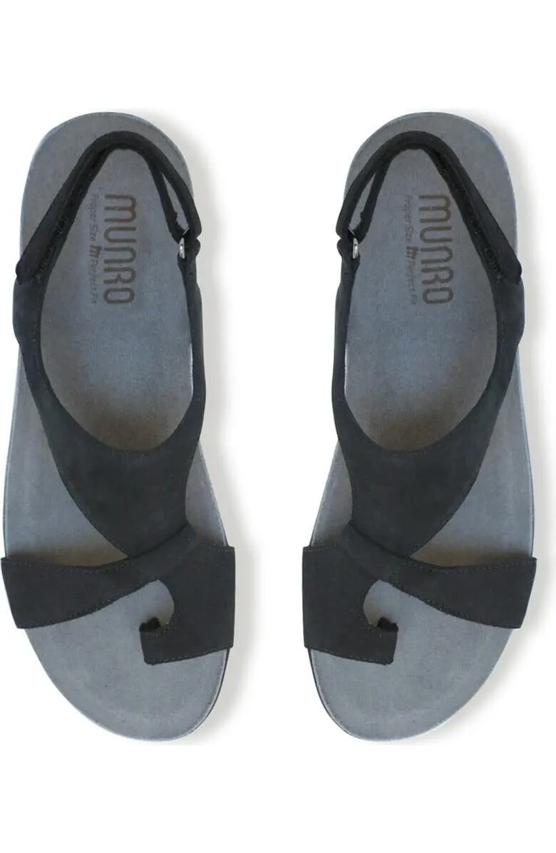Munro Meghan M491086 Sandal Womens 7.5 Black Leather Asymmetric Slingback KHD736