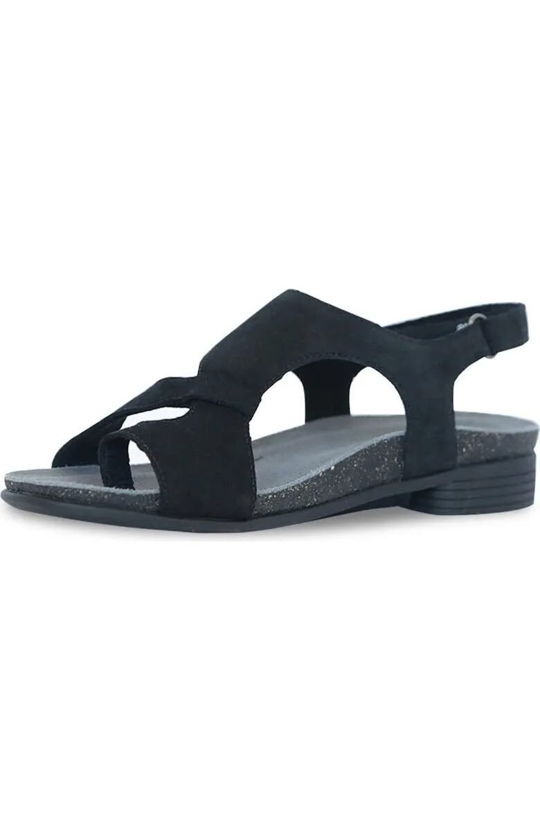 Munro Meghan M491086 Sandal Womens 7.5 Black Leather Asymmetric Slingback KHD736