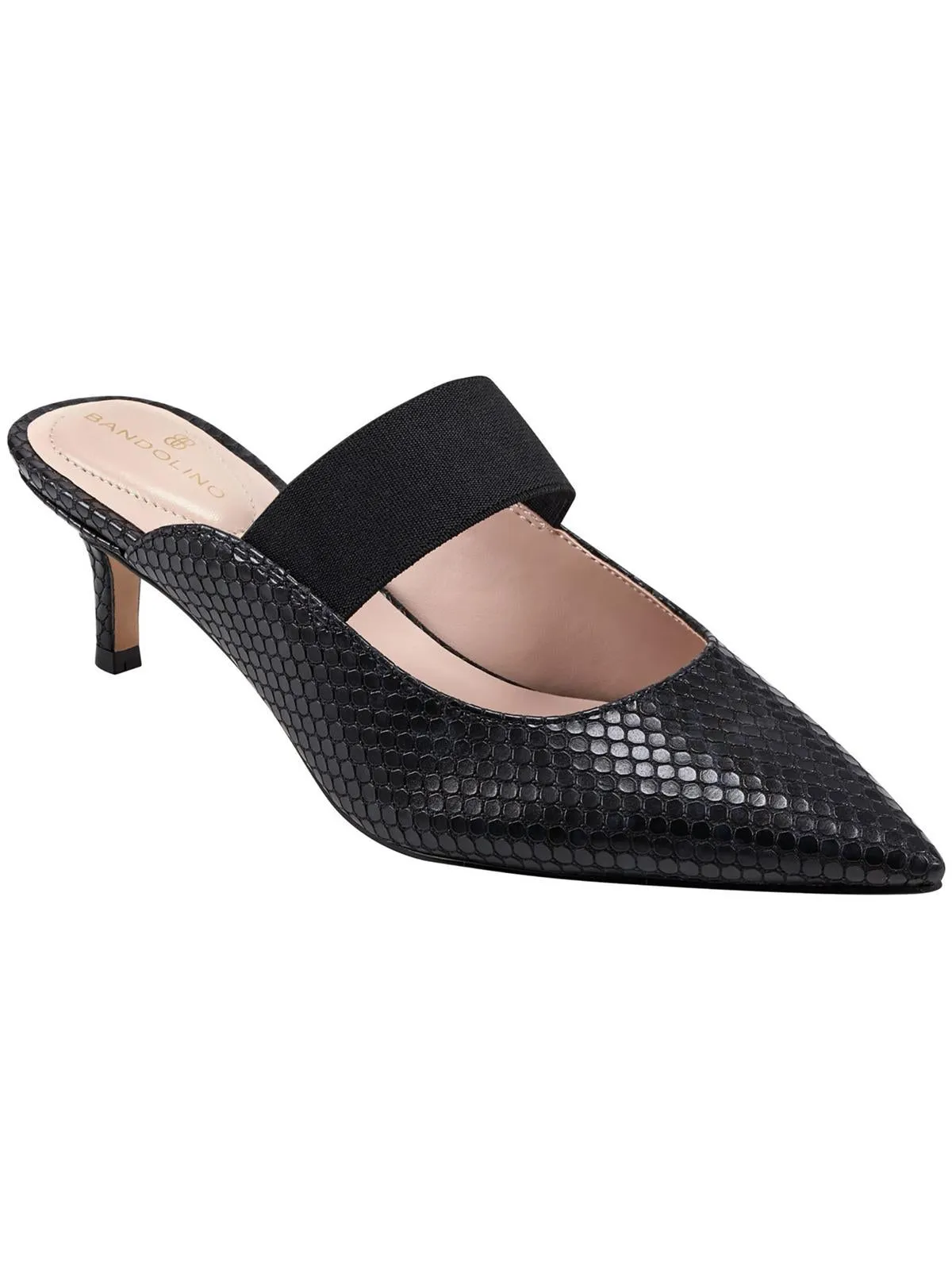 Myna 3 Womens Faux Leather Slip On Kitten Heels