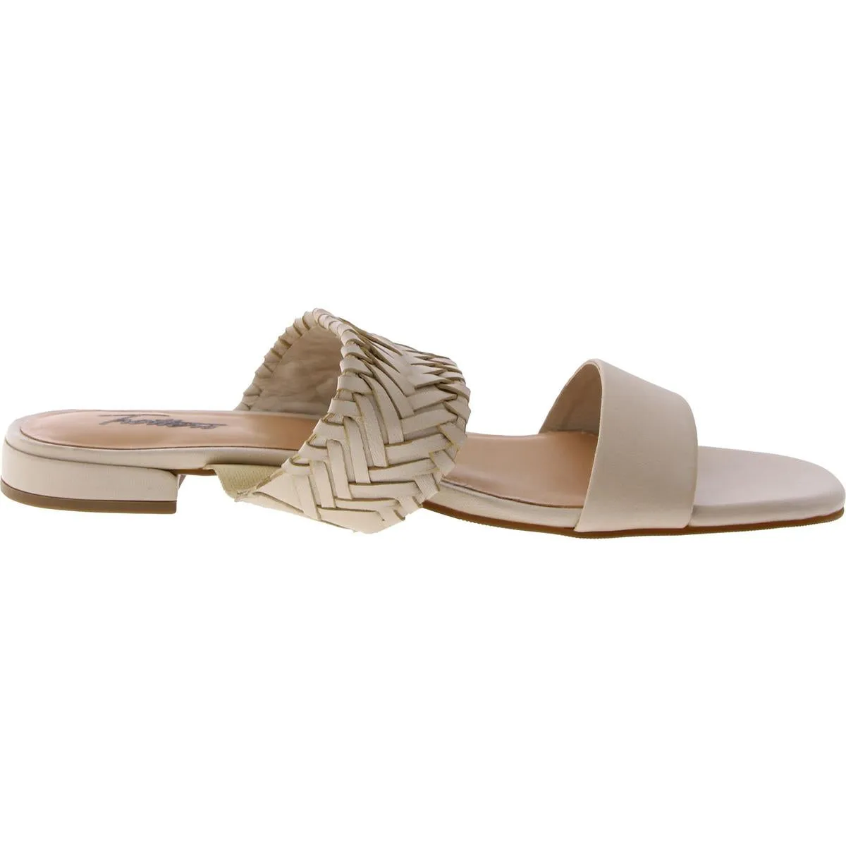 Nalane Womens Faux Leather Block Heel Slide Sandals