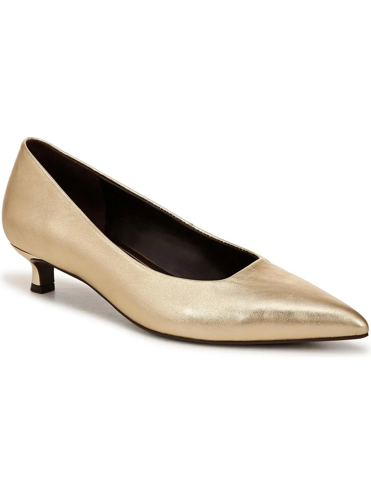 Natalia Womens Leather Pointed Toe Kitten Heels