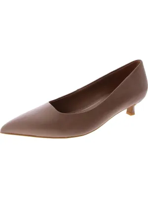 Natalia Womens Leather Pointed Toe Kitten Heels