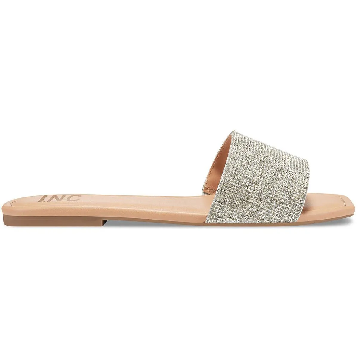 Nataliah  Womens Embellished Square Toe Slide Sandals