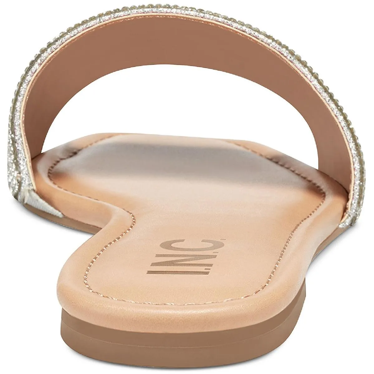 Nataliah  Womens Embellished Square Toe Slide Sandals