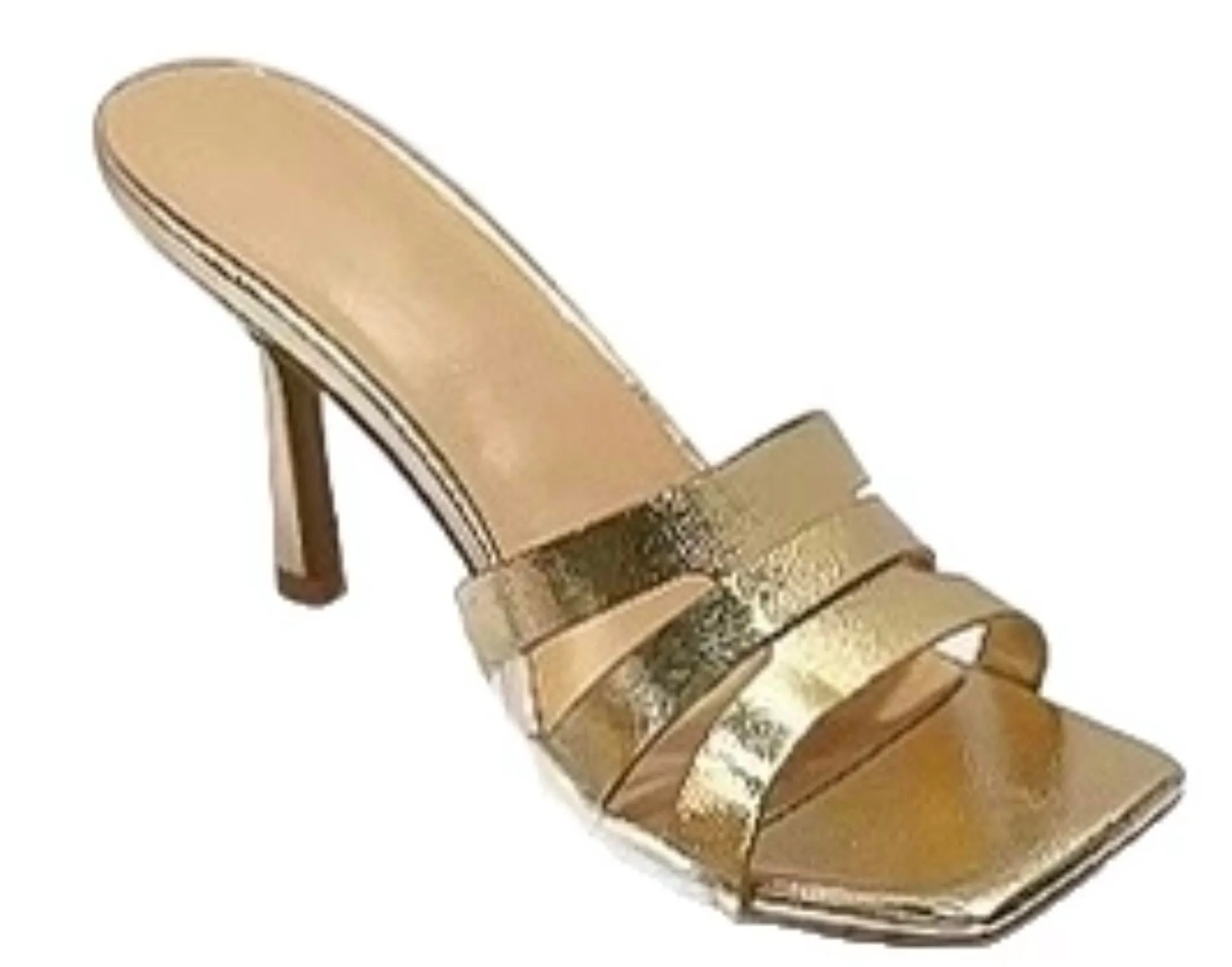 Neal Triple Strap Stiletto Heels In Gold