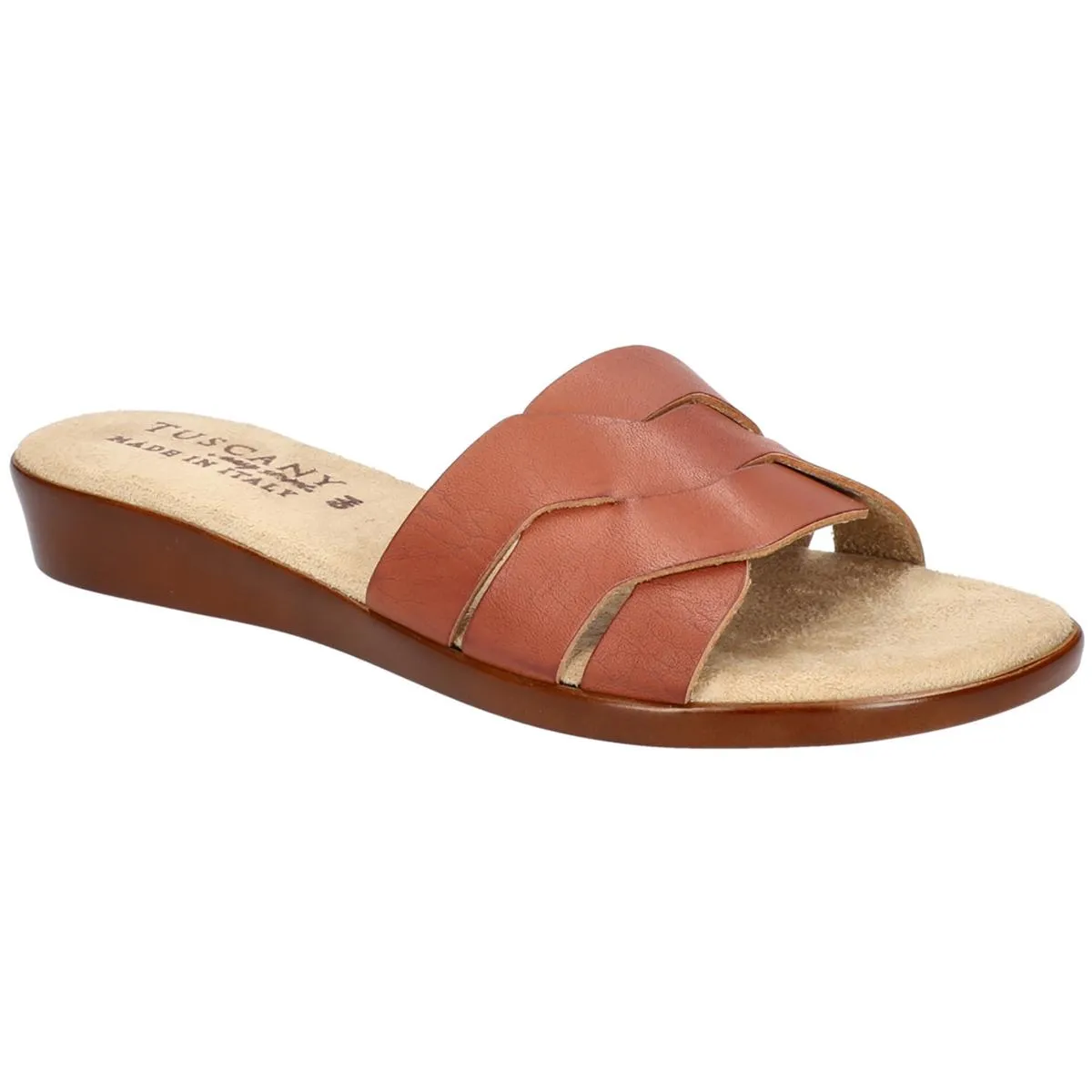 Nicia Womens Padded Insole Faux Leather Slide Sandals
