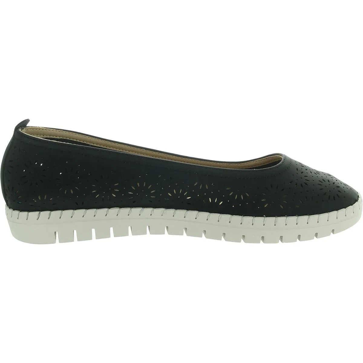 Nitza Womens Laser Cut Faux Leather Ballet Flats