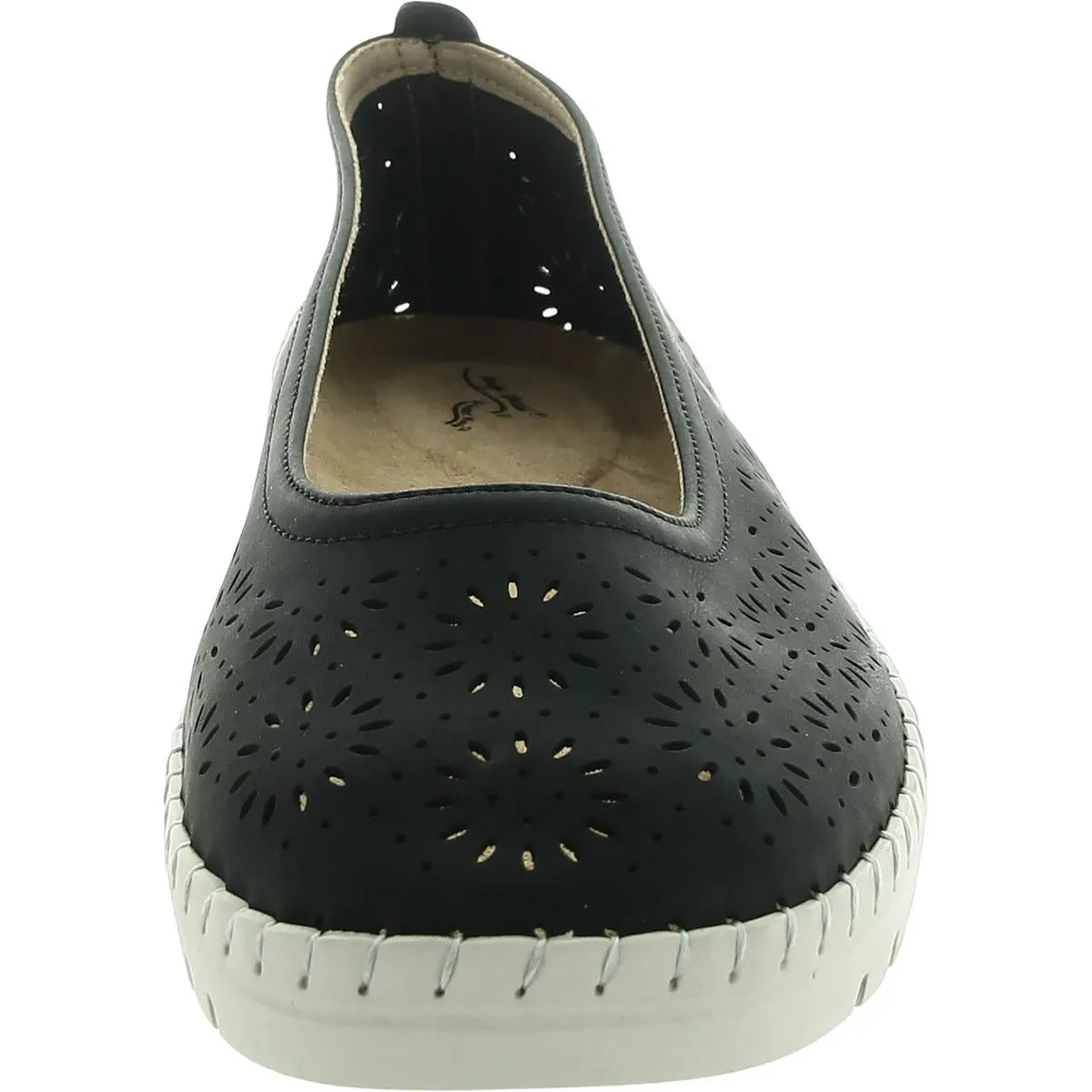 Nitza Womens Laser Cut Faux Leather Ballet Flats
