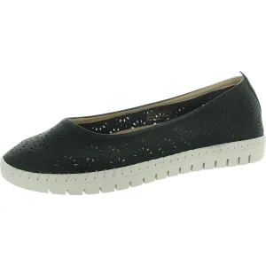 Nitza Womens Laser Cut Faux Leather Ballet Flats