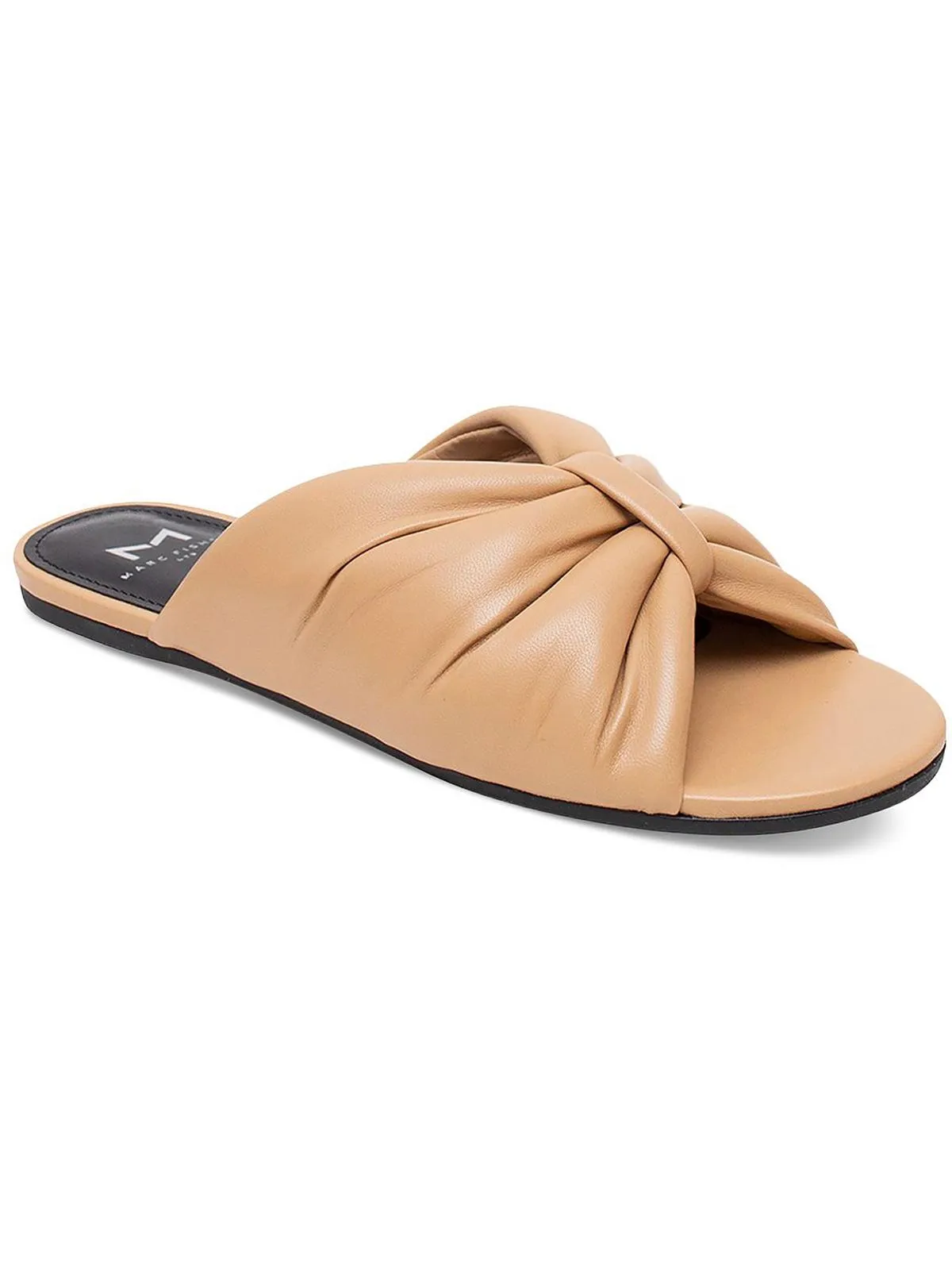 Olita Womens Leather Gathered Slide Sandals