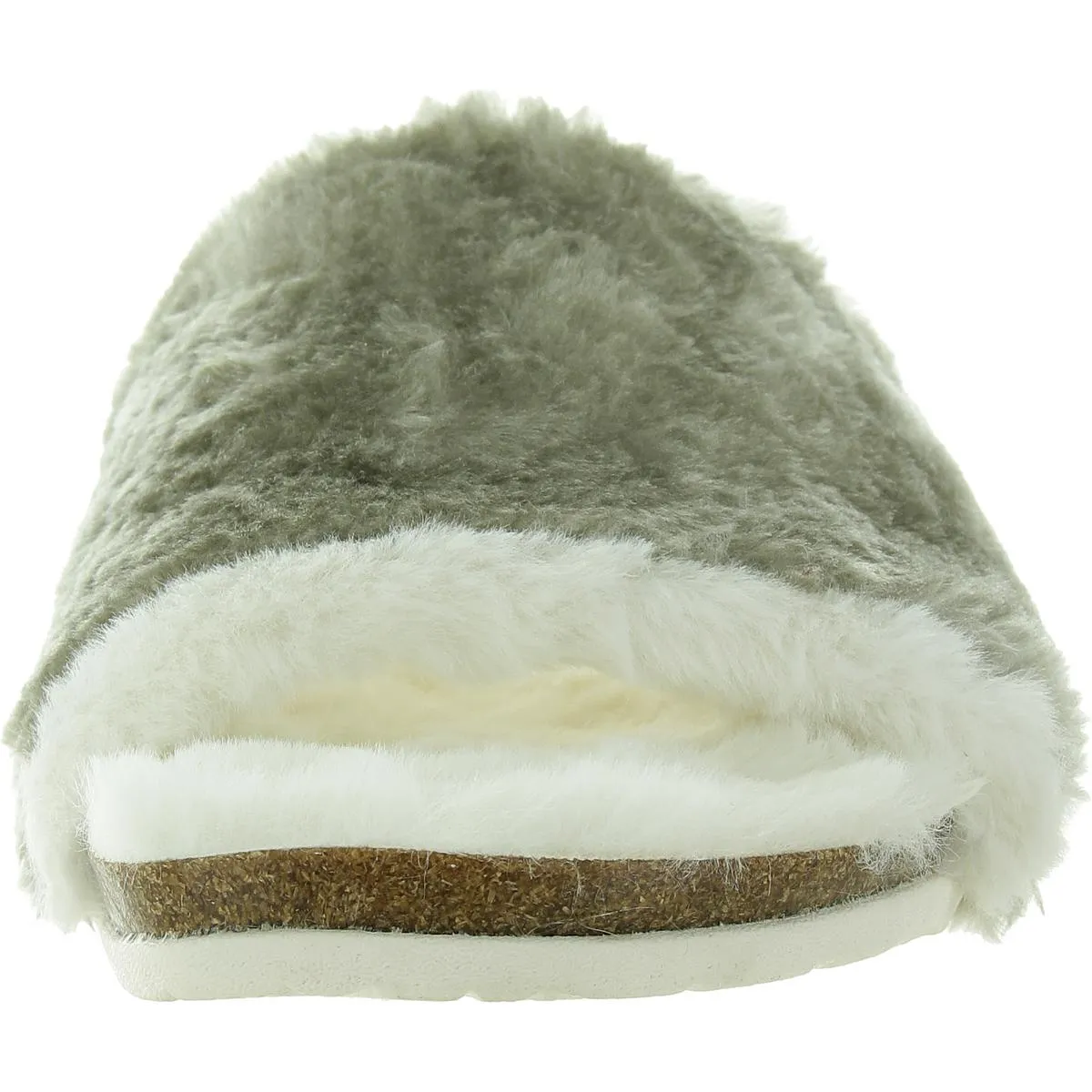 Olli Womens Two Tone Faux Fur Slide Sandals