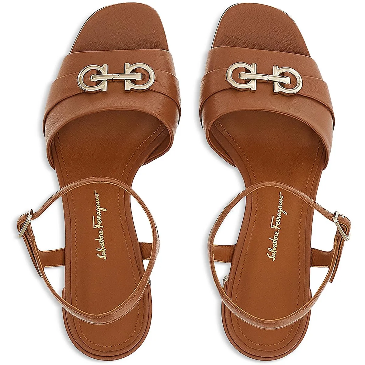 Ondina Gancini Womens Leather Ankle Strap Heels