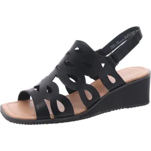 Pearl Womens Faux Leather Cushioned Footbed Ankle Strap