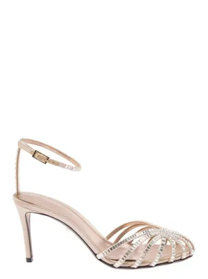 Penelope' Beige Sandals With Rhinestone Embellishment
