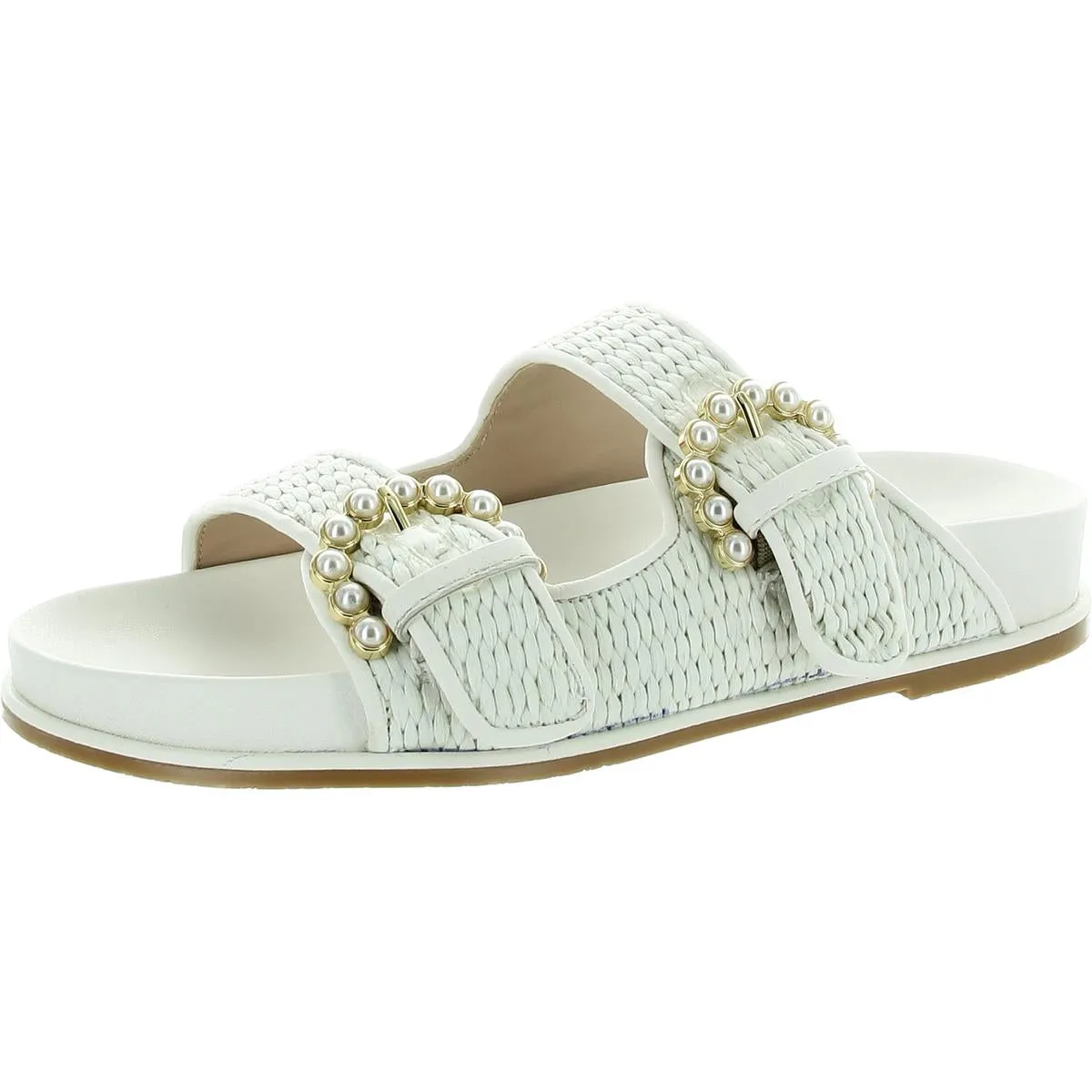 Piper Womens Buckle Woven Slide Sandals