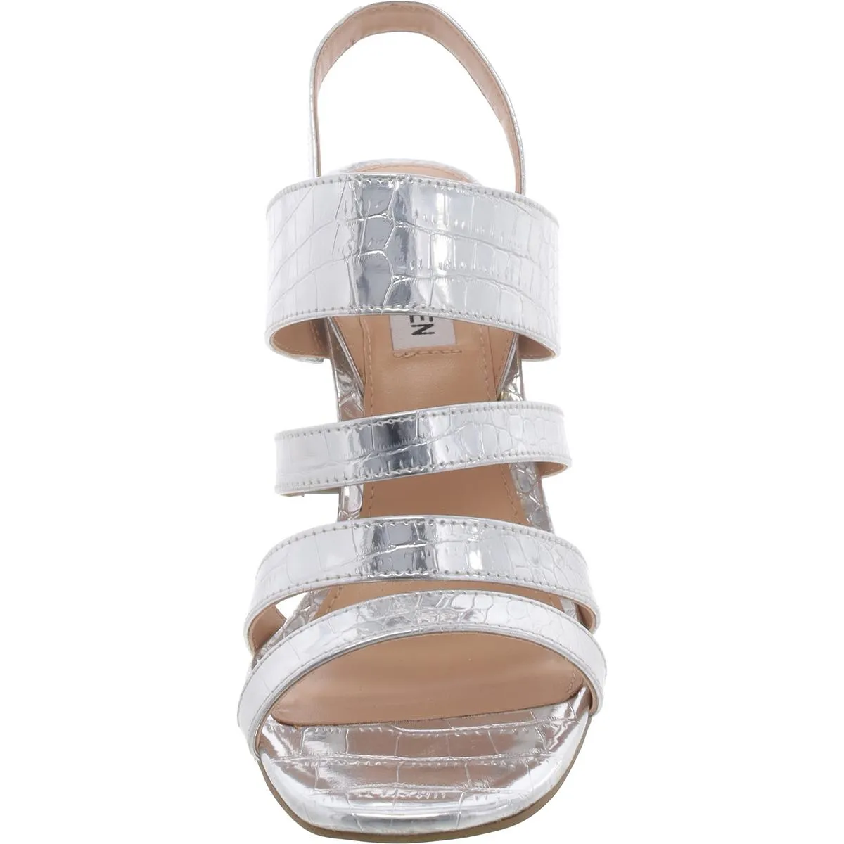 Pop Womens Metallic Croc Print Strappy Sandals