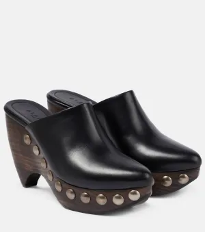 Preloved Women's Le Sabot Leather And Wood Clogs In Black