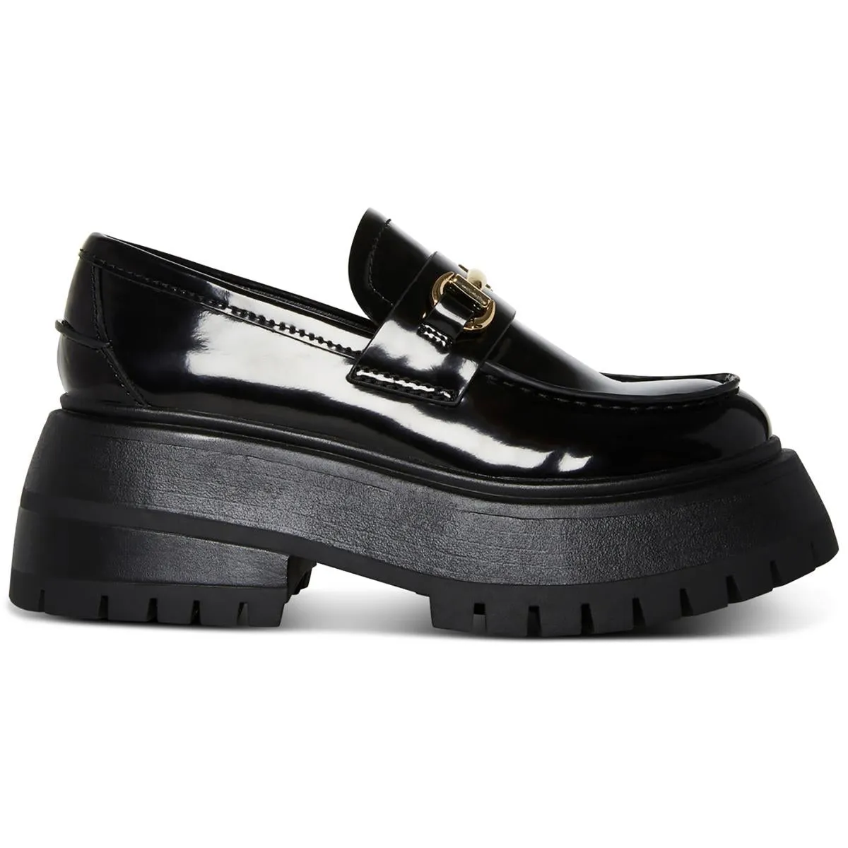 Privy-B Womens Patent Slip On Loafer Heels