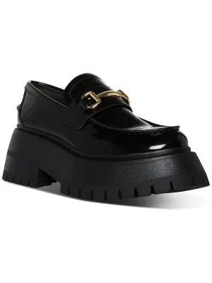 Privy-B Womens Patent Slip On Loafer Heels
