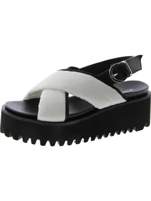 Puffy Flatform Sandal Womens Laser Cut Casual Ankle Strap