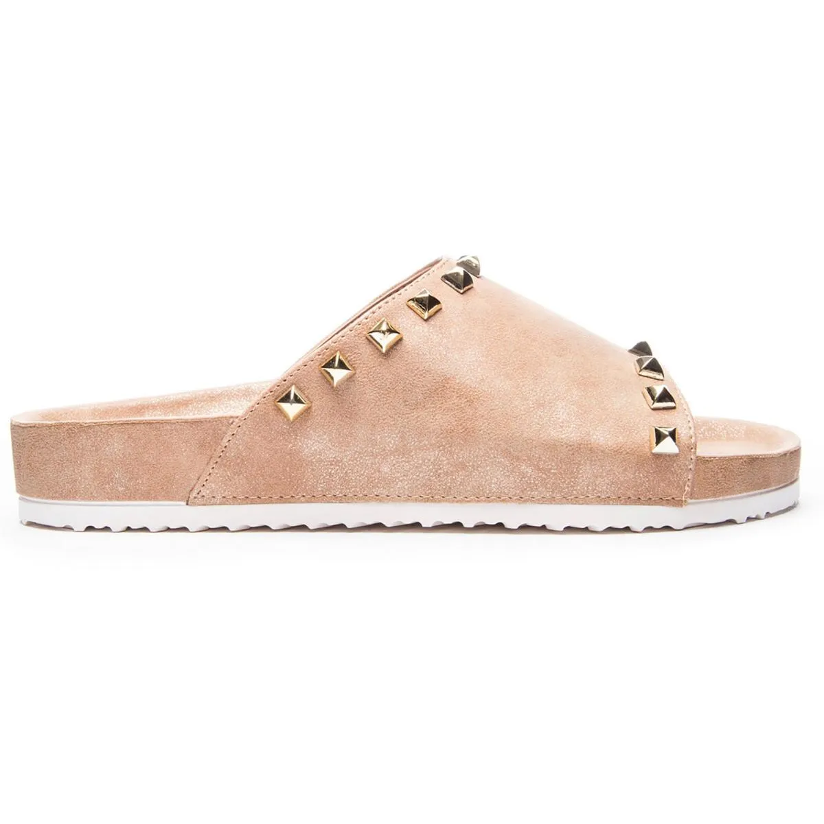 Qiana Womens Faux Leather Studded Slide Sandals