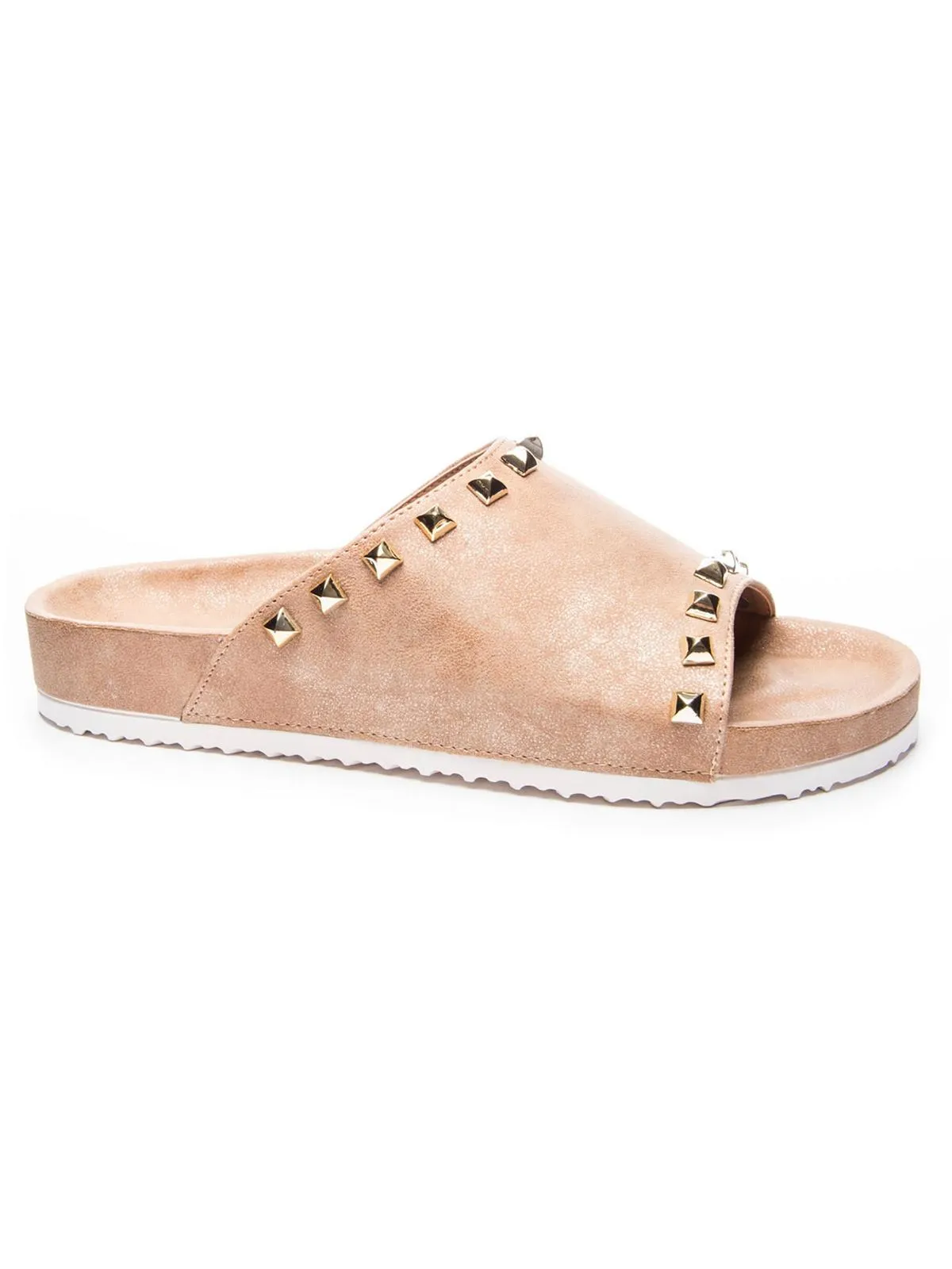 Qiana Womens Faux Leather Studded Slide Sandals