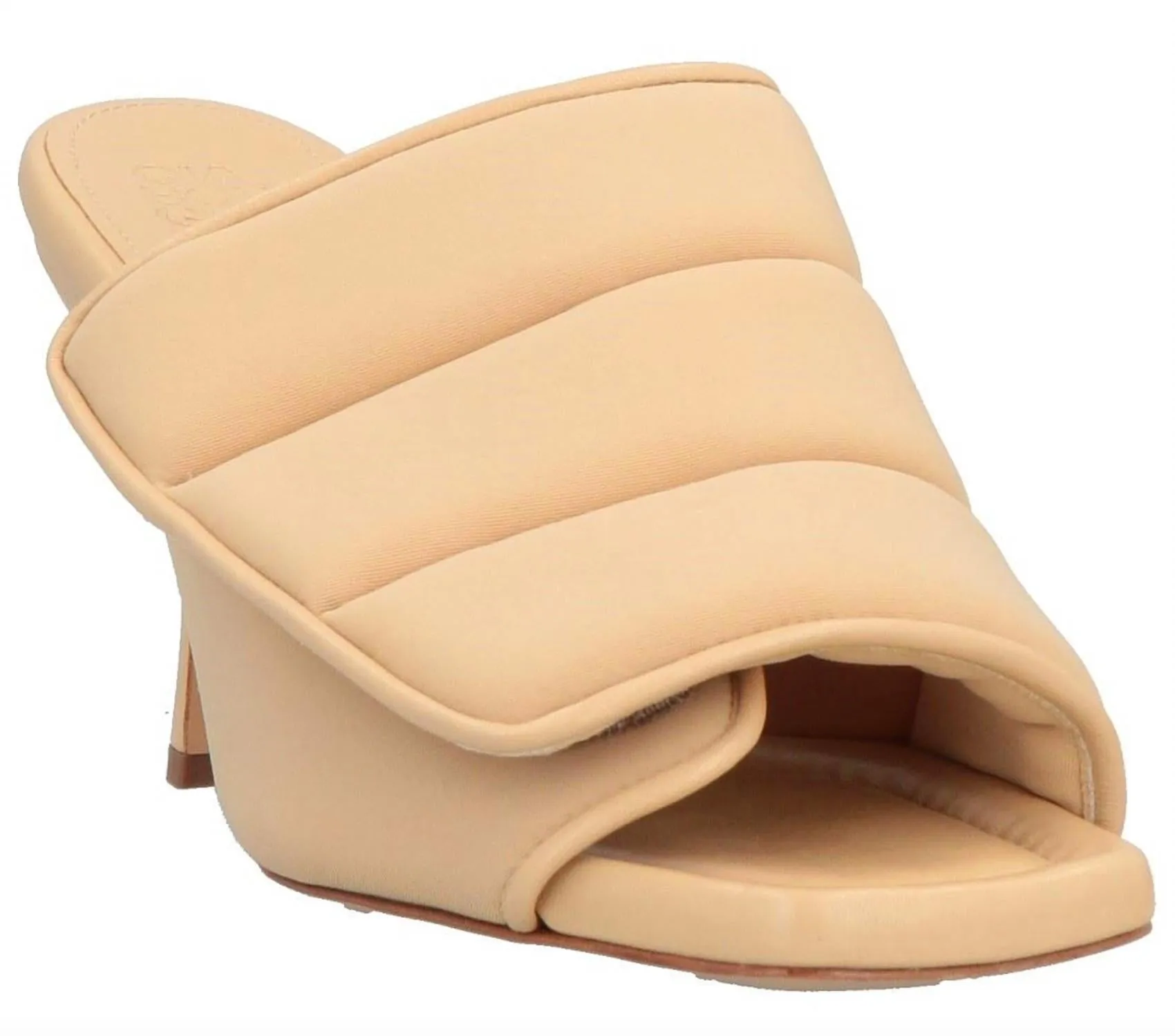 Quilted Padded Mule Pumps In Butter Yellow
