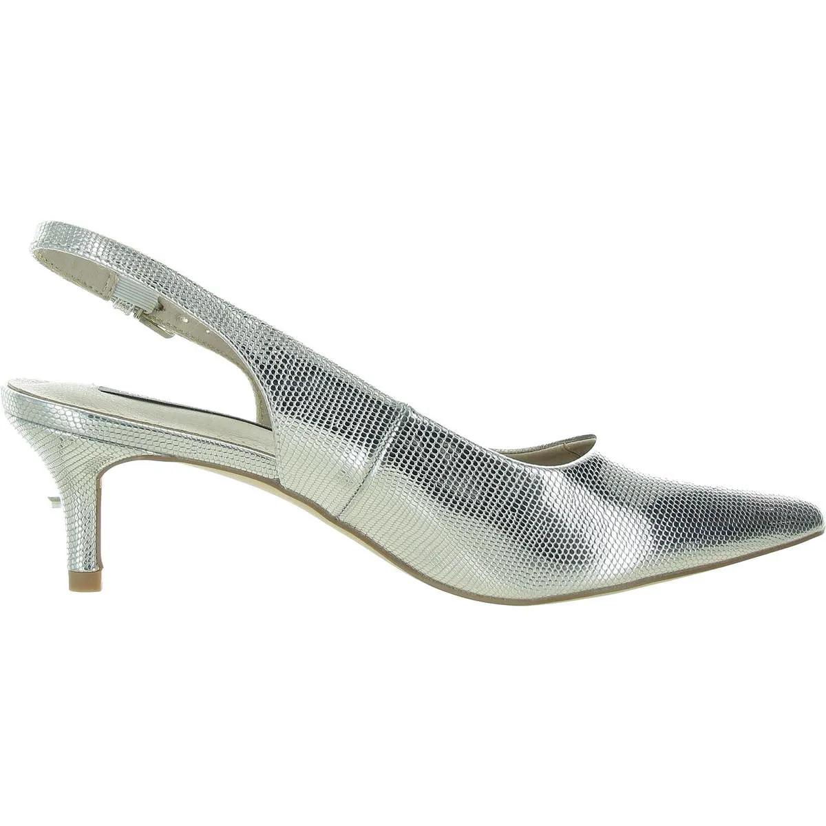 Quinn Womens Vegan Leather Pointed Toe Kitten Heels