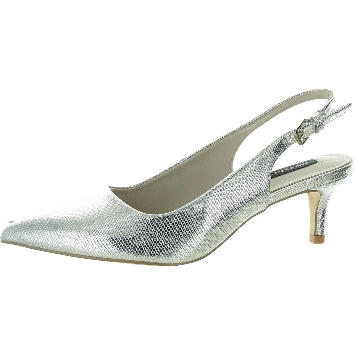 Quinn Womens Vegan Leather Pointed Toe Kitten Heels