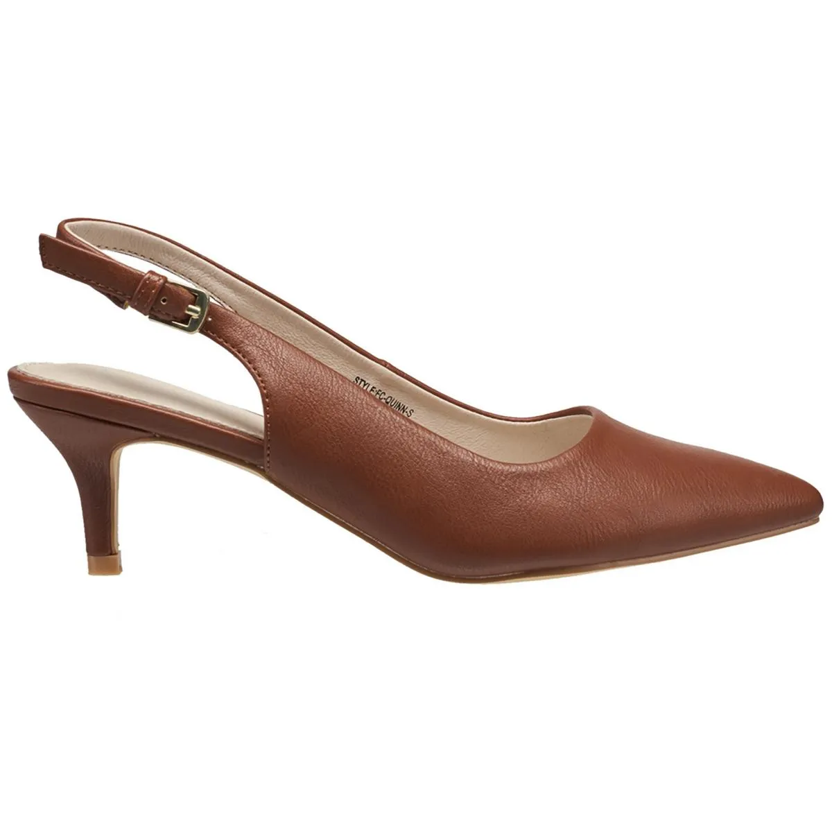Quinn Womens Vegan Leather Pointed Toe Kitten Heels