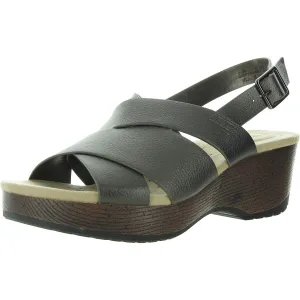 Raffey  Womens Adjustable Faux Leather Wedge Sandals