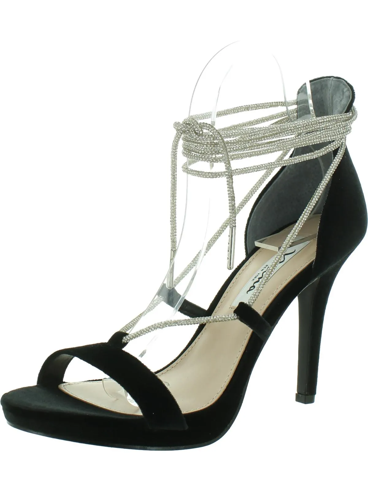 Reah CV Womens Velvet Embellished Heels