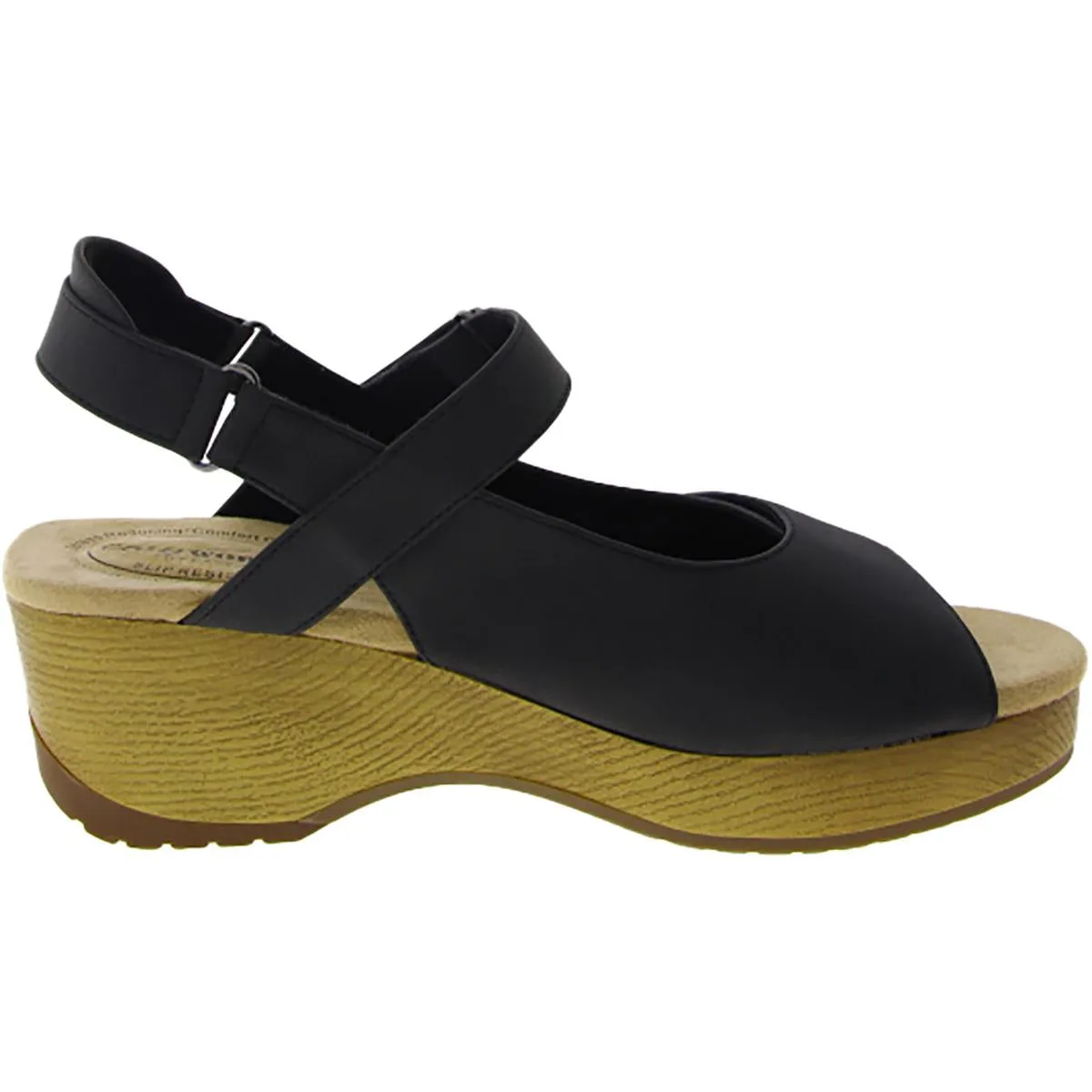 Rez Womens Faux Leather Slingback Wedge Sandals
